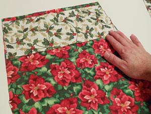 Lay the back fabric flat with the right side facing up.