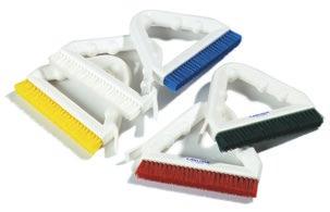 GROUT BRUSHES & FLOOR SQUEEGEES Tile & Grout Brushes 365320 has bevel cut stiff crimped nylon bristles and a swivel head for hard to reach areas 41323 features a molded in scraper for tough dirt and