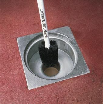 FLOOR & RESTROOM MAINTENANCE Floor Drain Brush Long lasting polypropylene bristles and plastic handles stand up to rugged use Drain Brush handles (sold separately) are prominently marked in English