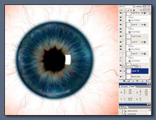 Resize that layer to center of the iris, adding certain depth in that central area: 20.