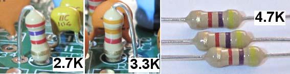 Figure 37. Installation locations of 3.3K, 2.7K and 4.7K ohm resistors Figure 38. Identification of 2.7K, 4.7K and 3.