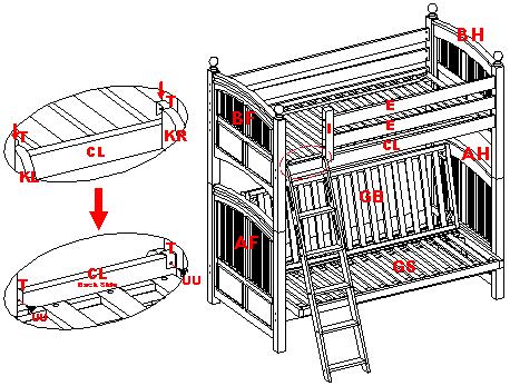 ASSEMBLING LADDER 19. Screw Ladder Steps (part KS) to the Left Ladder Support (part KL) using the 1 3/4 Bolts (part O). See detail #10. 20. Repeat last step with Right Ladder Support (part KR). 21.