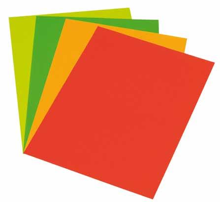 Paper quality: 80 grams top-sheet and 55 grams backing. Available in 4 different fluorescent colours; red/green/yellow/orange.