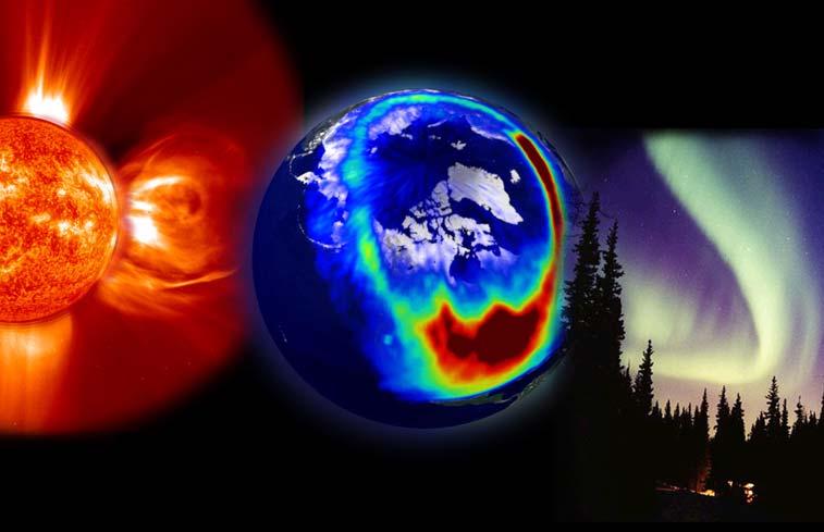 Space Weather Solar Flares Ionising radiation hits Earth Causes Aurora Borealis