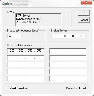 Time Server Configuration Options To set the Time Server options for the NTS-4000-S, select the device as before, then click Options.