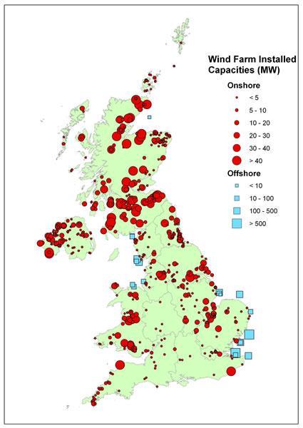 Uneven GB Distribution of Wind Power Large North-South power flow (except in low wind) Major constraint Scotland- England Inertia reducing, particularly in Scotland Wind