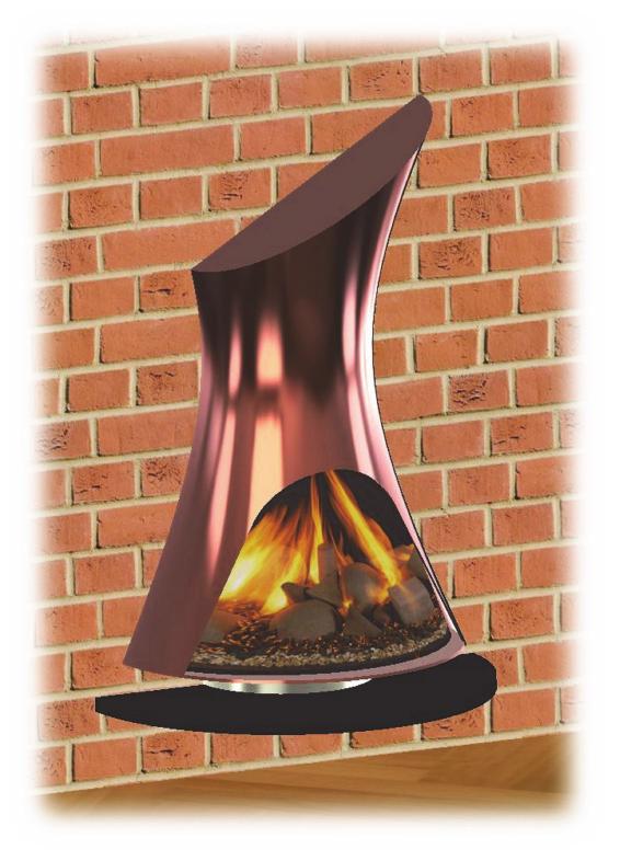 Structural Forms C-2. The 3D graphic on the right shows a fireplace in the form of a semi-hyperboloid of revolution. The copper structure has been cut as shown to form the sloping top.