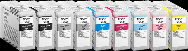 Epson UltraChrome HD Ink Epson SureColor P800 Next-Generation 8-Color Pigment Ink Technology - All new pigments for outstanding color performance - Improved Resin Encapsulation Technology for
