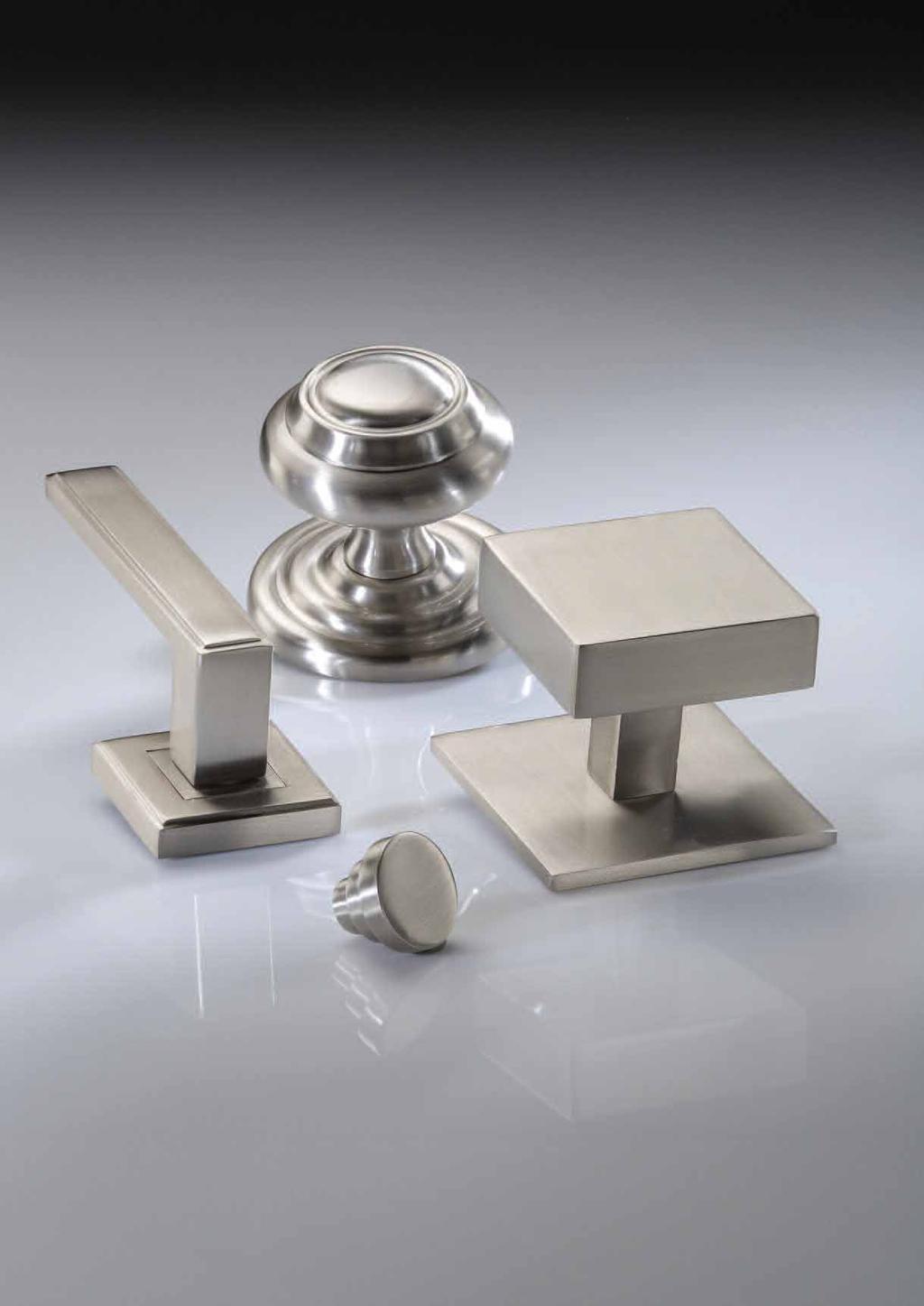 Finish With its honeyed grey tone created by brushed nickel plating on brass, this finish closely matches