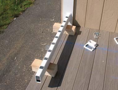 mounting brackets Each railing section consists