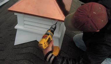 Note: To utilize venting for cupola, cut out an 8 x8 hole in center of roof, prior to