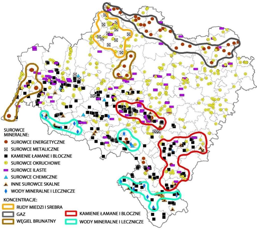 Current status of mining in the region(1) Lower Silesia - region affluent in natural resources according to a study made for Development Strategy of Lower Silesia until 2020 almost all minerals