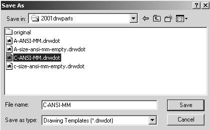 Drawing and Detailing with SolidWorks 2001/2001Plus Create a new Drawing Template: C-ANSI-MM. Combine the Sheet Format and the empty Drawing Template. Save the new Drawing template.