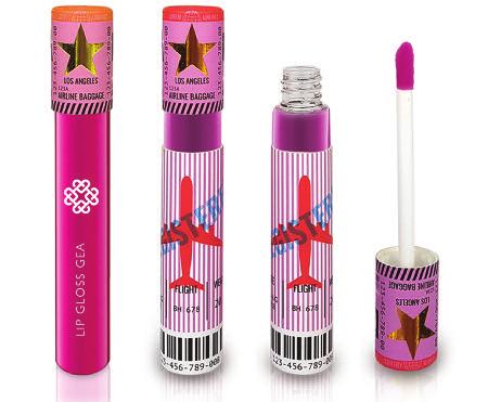 LIP GLOSS: GEA Size: 8 ml Made with cardboard cap and plastic bottle