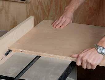 A Shopmade Cutting Guide straightedge clamped in place allows you A to cut a crisp line. It comes in handy for cutting large sheets of plywood to size.