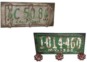 Assorted Two License Plate Wall Hangers