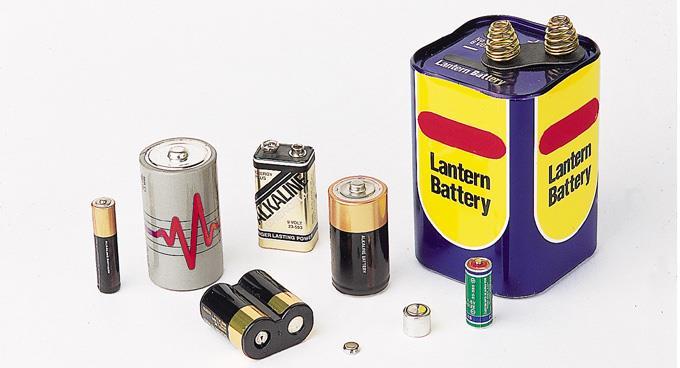 12-1: Introduction to Batteries Cells and batteries are available in a wide variety of types. Fig.
