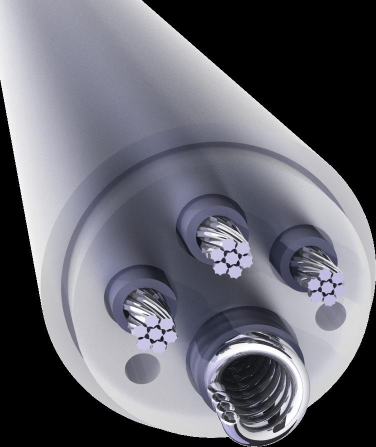 reduced tip pressure and lead body flexibility Allows for greater insulation thickness between conductors to help reduce the risk of