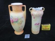heck condition - the bowl is stained on the inside. 4 R 130.00 23 Two twin handled vases.