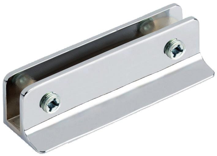 SHELF SUPPORTS FOR GLASS GLASS SHELF SUPPORT SQUARE "X-STRONG" 4 Zamak (W/H/D) 30 x 30 x 27 mm Glass thickness: 4-8 mm Mounting: Ø4 mm CSK hole Chrome plated # 22.02.