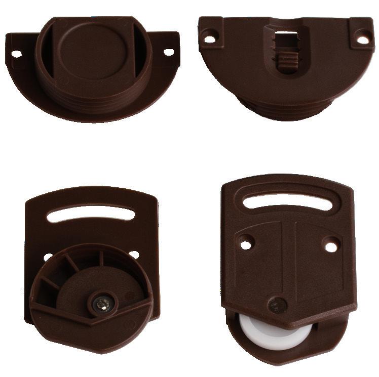 door One set consists of: 2 top guides w/lock-release button 2 rollers w/height adjustment 8 fixing