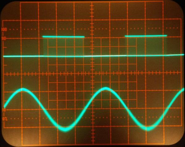 Waveform 5 Bottom trace TP-1 showing 6 KHz audio. Top trace TP-3 showing 3.