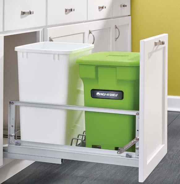 COMPOST PULLOUT MAPLE BOTTOM MOUNT MOVENTO COMPOST PULLOUT 5349-18CP-2 5349-CP-1 4WCSC-1835CP-2 4WCSC-CP-1 Single compost designed for 15 base cabinets 24 qt.