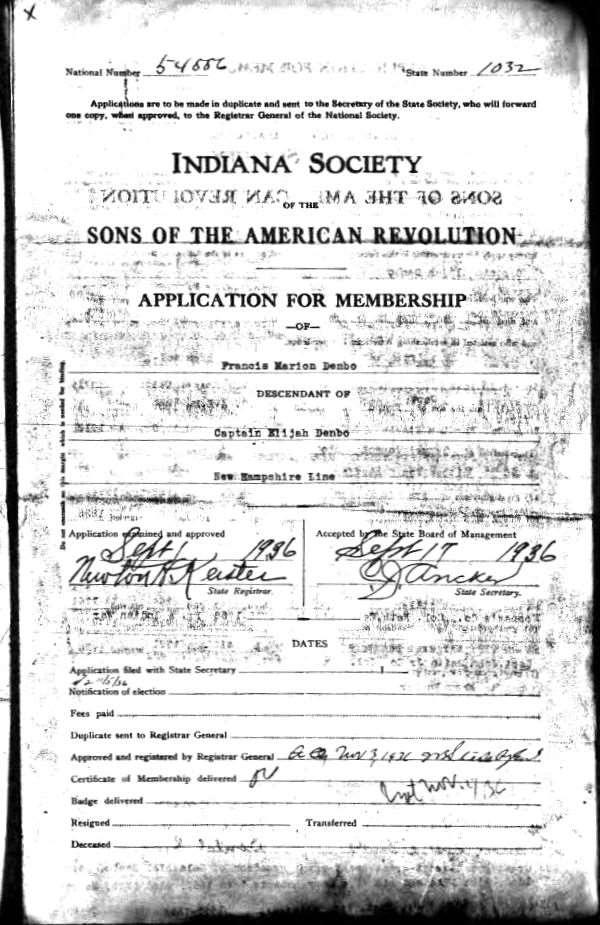 June 17, 1936 Two of Francis sons apply for membership in Sons of the American