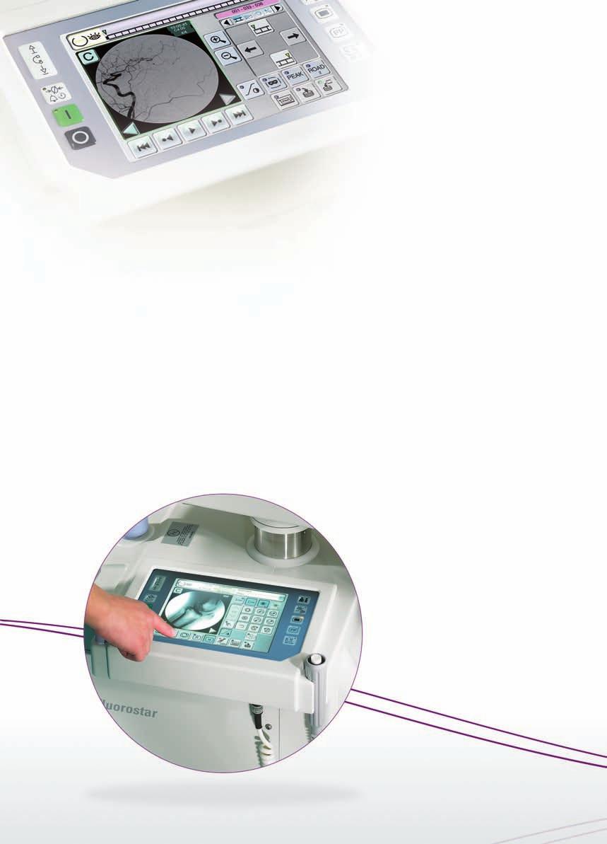 Learn your way a Touchscreen interface The Fluorostar is operated by a simple dual-side touchscreen, allowing user accessibility from either left or right side of the C-arm.