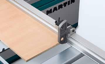 The innovative MARTIN Radio-Compens angle cutting system in conjunction with the miter cross-cut table and motorized crosscut stop creates a whole new vision of productivity for tomorrow s
