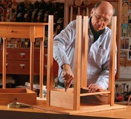 mortise-and-tenon joinery, a dovetailed top rail, and a
