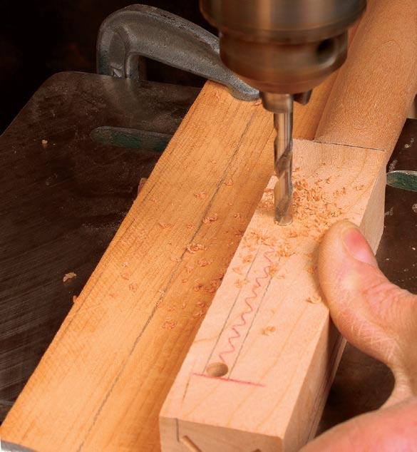Fast mortises The basic mortise-andtenon construction makes this an easy project to tackle. A drill press and chisel are all that s needed to create the mortises.