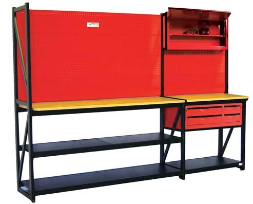 tool storage unit and one lower storage shelf engineered to hold  Depth: 500mm 6 x