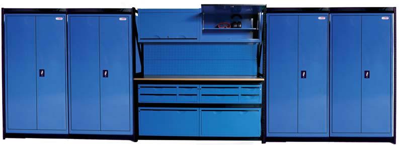 With two maxi-drawers for power tools, two four drawer units for smaller tools, a tool display for tools you need regularly and two Big-As cabinets for everything
