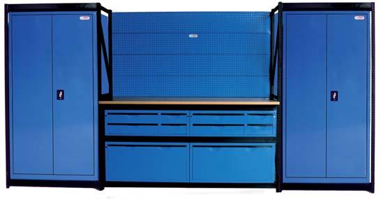 Width 3840mm End Frame Depth: 500mm Workbench Depth: 600mm 2 x Big-As Cabinets 1 x Long Workbench Top CABINETS AND DRAWERS NOW AVAILABLE IN RED OR BLUE UNIT 13 Unit
