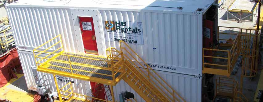 DRILLING PRODUCTS & SERVICES HB Rentals ABS/USCG/DNV/NORSOK certified A-60 buildings Fiberglass quarters Heliports Onshore mobile wheeled trailers Onshore cold weather skid units V-Sat/wireless
