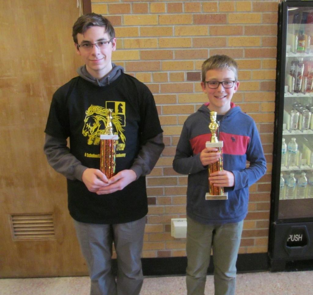 1) Charlie Reese - First Place 2) Michael Heindlmeyer - Second Place Fifth Grader Charlie Reese played all the way up in the K-12 Division and won First Place.