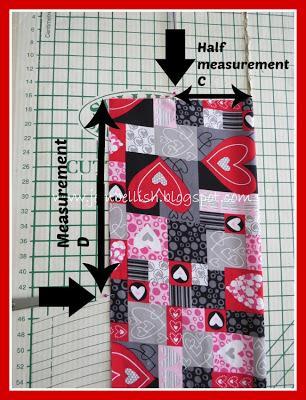 Fold your main fabric in half then measure in from the fold at the top HALF of
