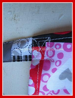 Stitch each strap into place securely by stitch a square