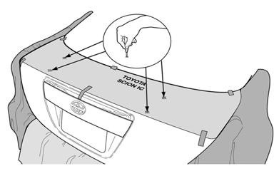 Fig. 2-3 (c) Remove and replace the LH and RH gas filled lift struts. When removing, start with the lift gate end.