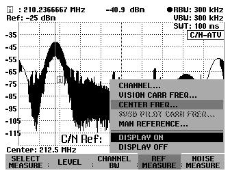 R&S FSH Measuring the Carrier-to-Noise Ratio ANALOG TV mode In the ANALOG TV operating mode, the maximum power in the reference channel is measured.