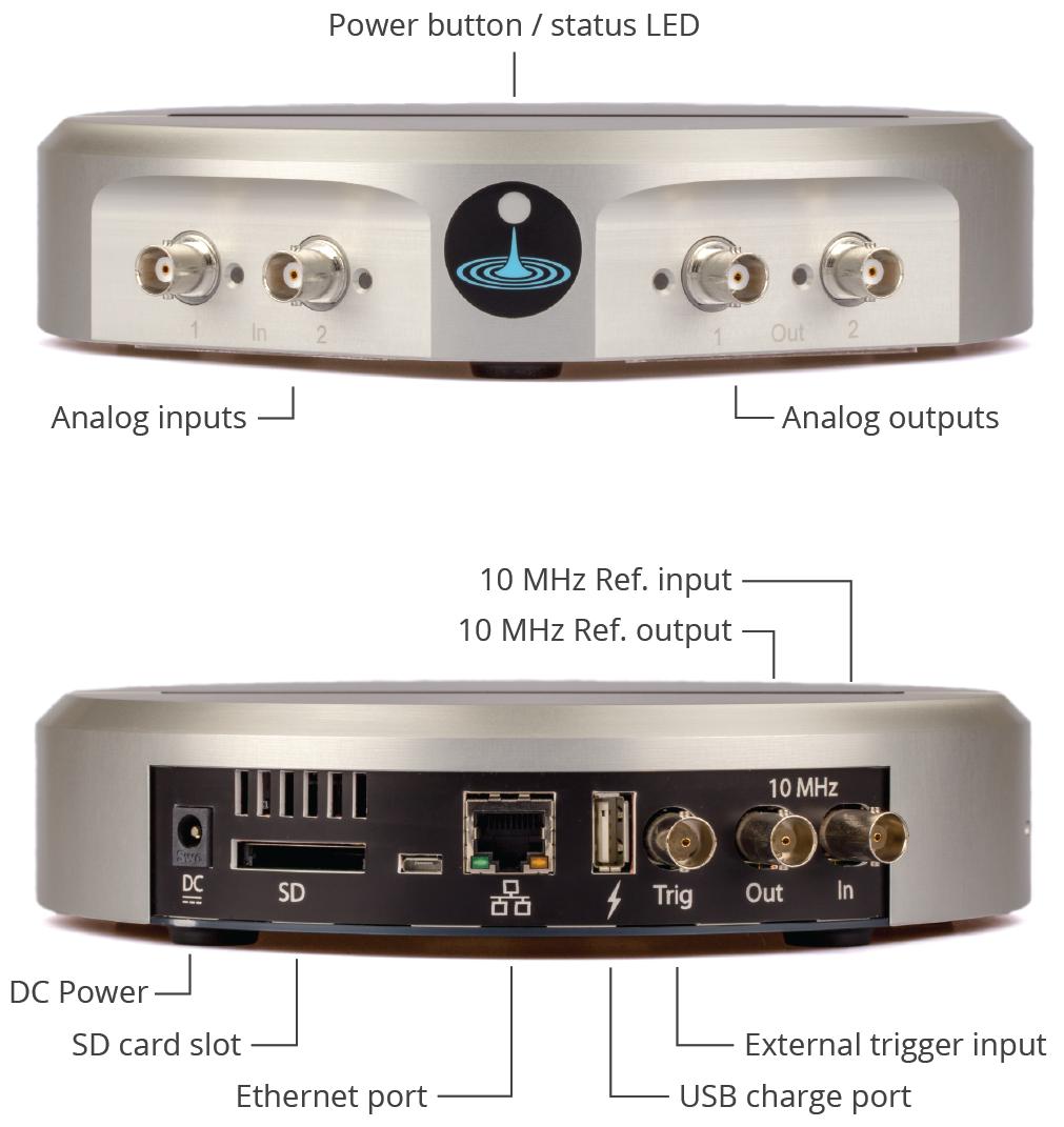 Hardware Specifications General connectivity Connectivity Analog inputs Analog outputs Network USB network connection USB charge port SD card 2 x BNC 2 x BNC Ethernet (10/100 Base-T) Wi-Fi 802.