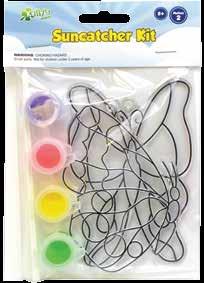 Suncatcher kits are a favorite craft for kids of all ages! Stain and applicator are included, so you have everything you need to decorate two suncatchers!
