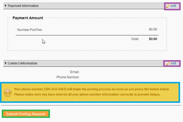 At the very bottom, you will get a message stating that porting will begin once you Submit your Porting Request.