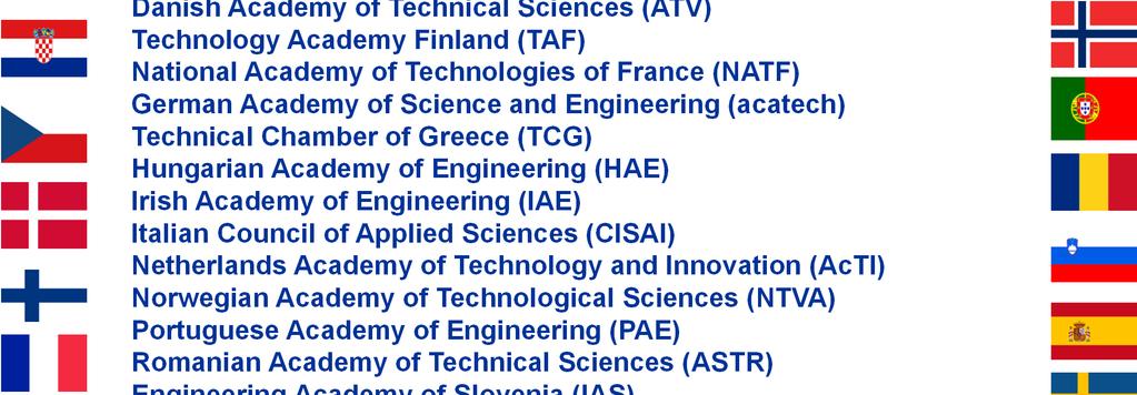 Euro-CASE Member Academies Belgium Academies (ARSB and KVAB) Croatian Academy of Engineering (HATZ) Engineering Academy of the Czech Republic (EA CR)