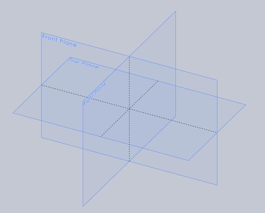 8. Click Extruded Boss/Base (Features toolbar). The Front, Top, and Right planes should appear. 9. Select the Top plane. The display changes so the Top plane faces you.