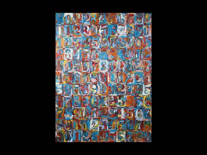 The Grid and Orientation of Line Jasper Johns. Numbers in Color. 1958 59. Encaustic and collage on canvas. 67 49-1/2 in.