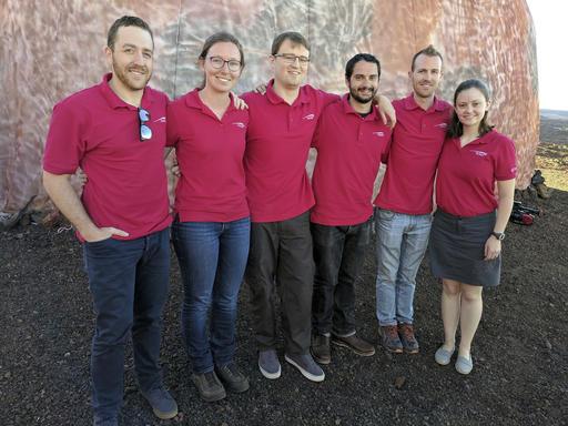 Freeze-dried food and 1 bathroom: 6 simulate Mars in dome 20 January 2017, by Caleb Jones In this photo provided by the University of Hawaii, scientists Joshua Ehrlich, from left, Laura Lark, Sam