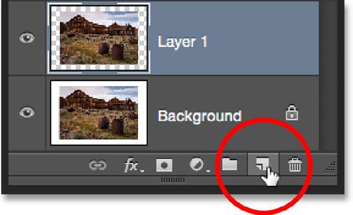 Step 3: Add A New Blank Layer Below Layer 1 Next, we need to add a new blank layer between our two existing layers.