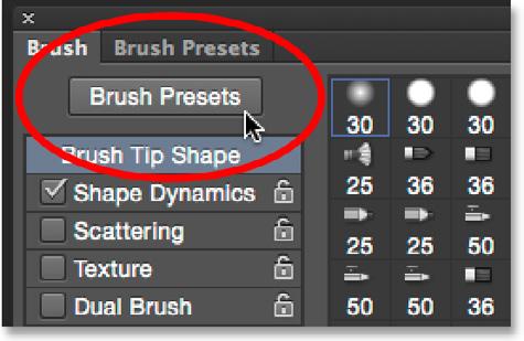 Step 8: Select The 100 px Rough Round Bristle Brush With the Brush Tool selected, click on the Brush panel icon